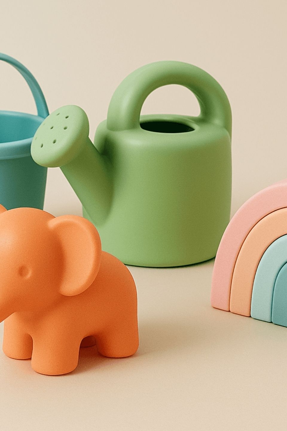 Biopolymers toys for kids on a beige backgorund