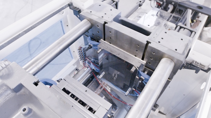 Close-up of a biopolymer production machine