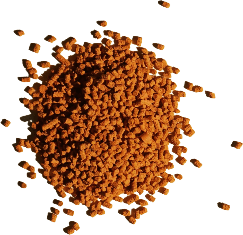 Close-up of Rekrill orange peels biopolymer