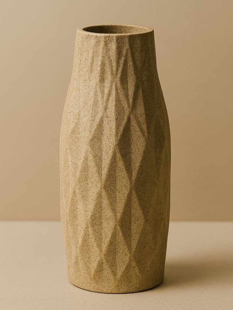 Rekrill sustainable biopolymer vase on beige background