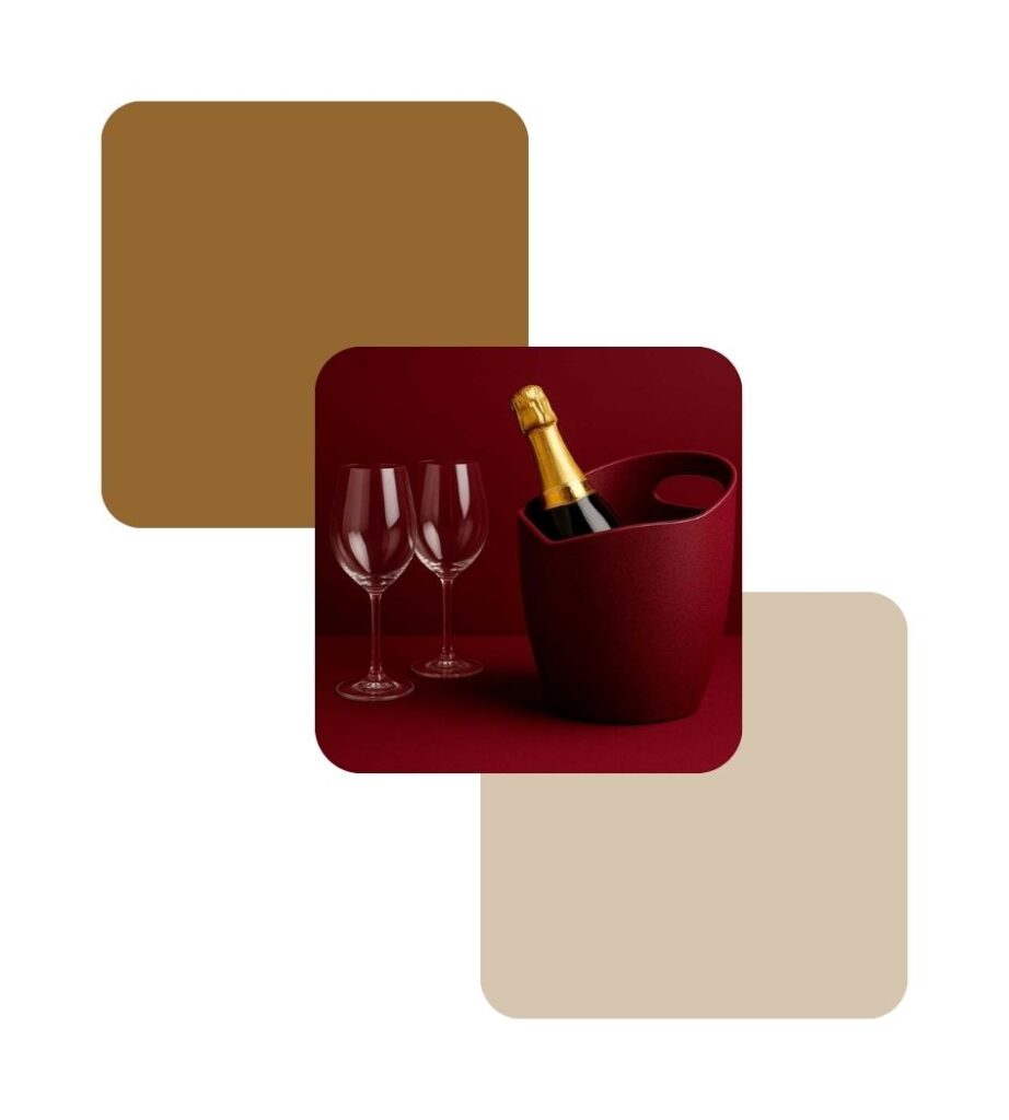 Rekrill biopolymer wine cooler with a couple of wine glasses and two different colorways