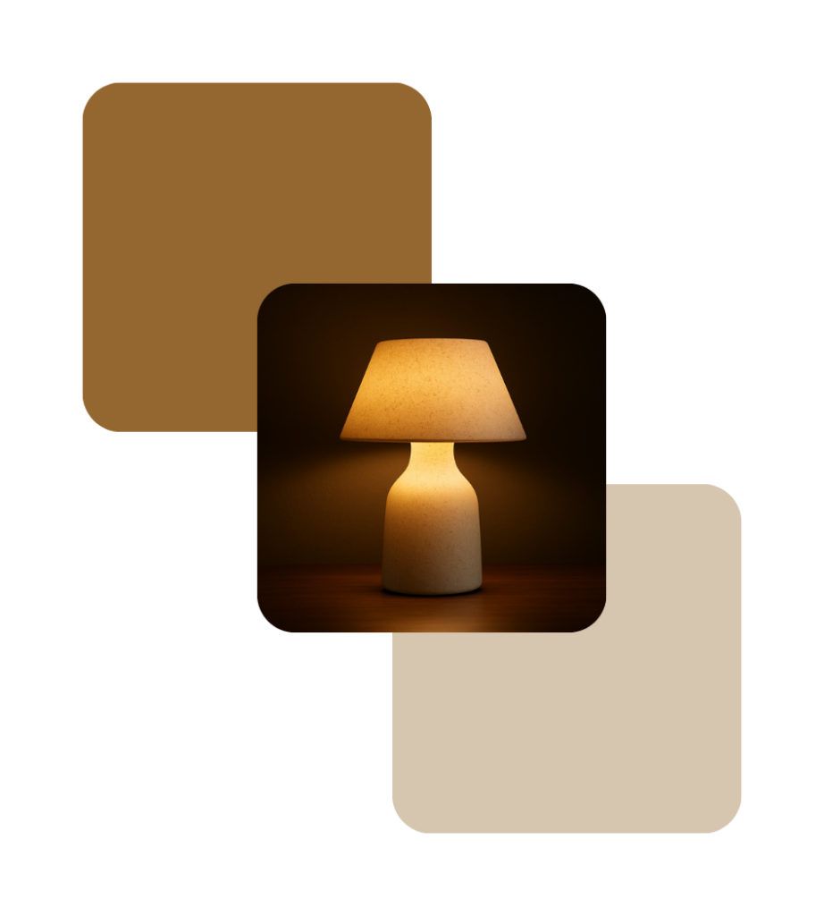Eco sustainable materials night lamp with bran and nut biopolymer samples
