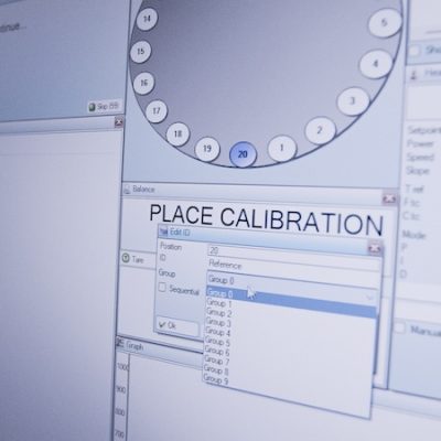 Close-up of a screen showing place calibration