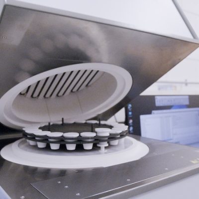 Close-up of a Rekrill working machine of the laboratory testing